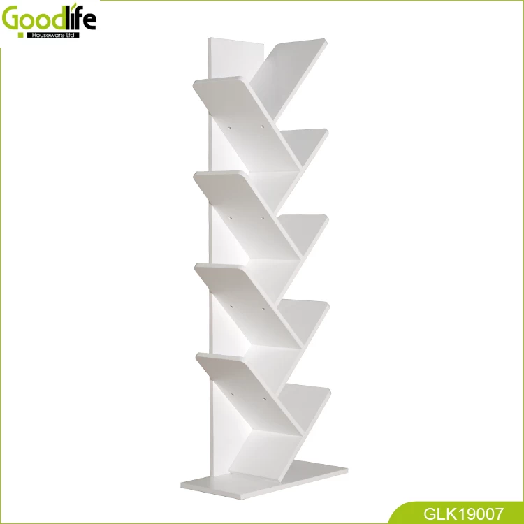 Wooden book shelf floor standing bookcase with wooden shelves for living room home office reading room