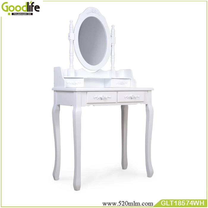 Wooden dressing table sets ,solid wood stand for mirror and stool GLT18574