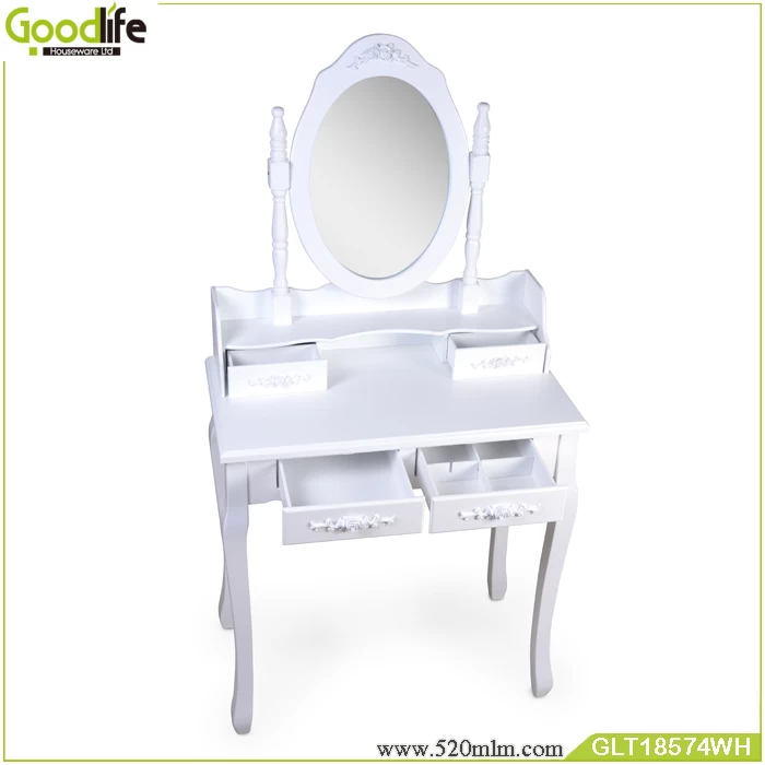 Wooden dressing table sets ,solid wood stand for mirror and stool GLT18574