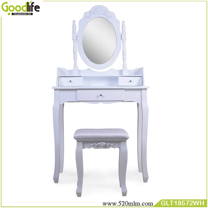 Wooden dressing table with mirror and 3 drawers GLT18572