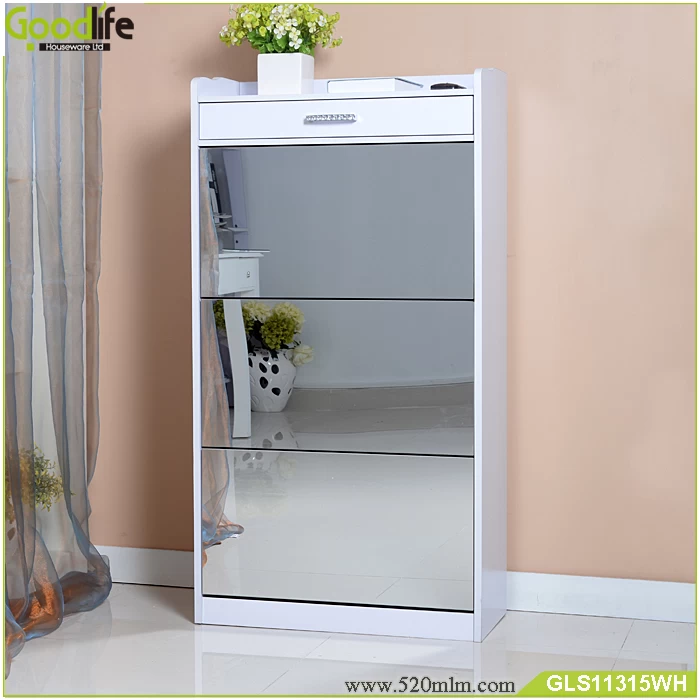 Wooden mirror Shoe cabinet furniture with a drawer,shoe rack wood cabinet with a drawer for OEM/ODM
