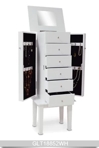 Wooden mirrored jewelry cabinet storage stand GLT18852