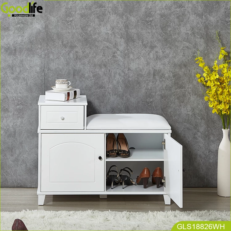 Wooden painting shoe cabinet furniture with seat China supplier