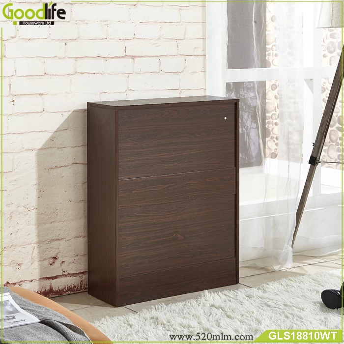 Wooden three doors shoe cabinet with a drawer GLS18810
