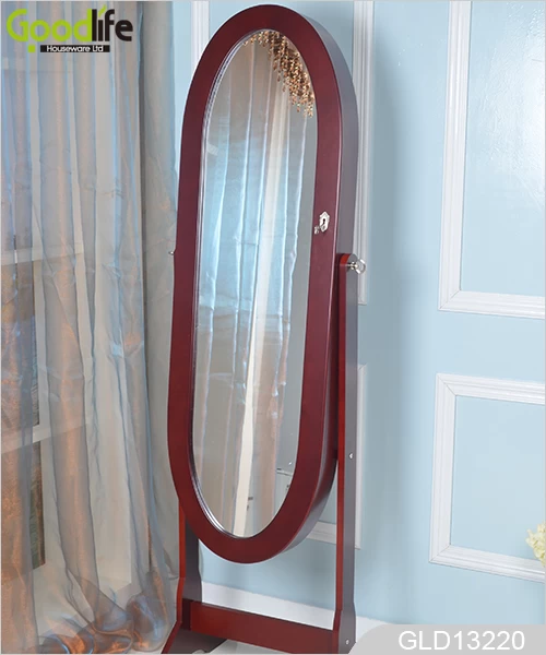 floor standing oval jewelry cabinet GLD13220
