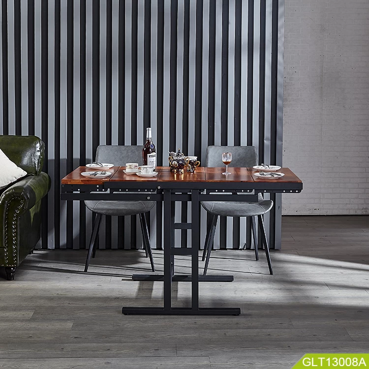 metal legs with solid wood furniture  adjustable dining table
