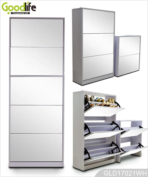 shoe cabinet wholesale 5 layers 3+2 combination shoe cabinet with full length dressing mirror