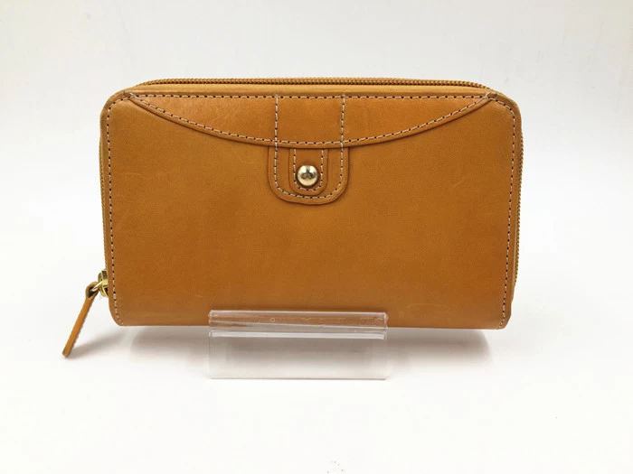 Long style yellow leather lady wallet