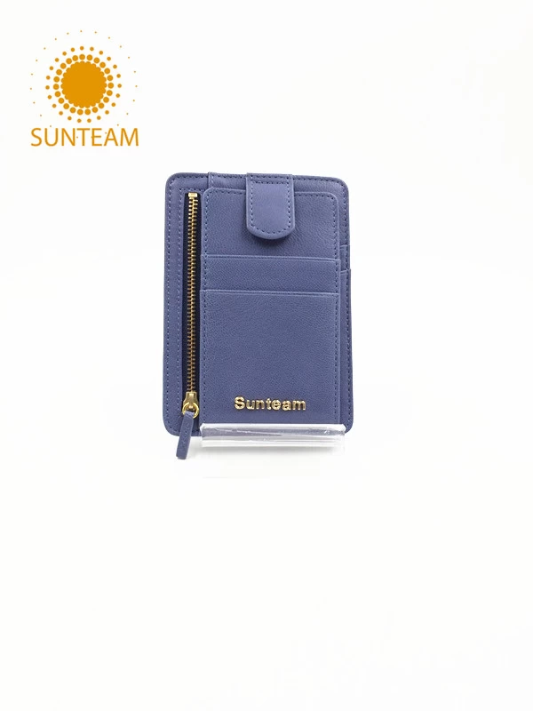 blue genuine leather card holder supplier