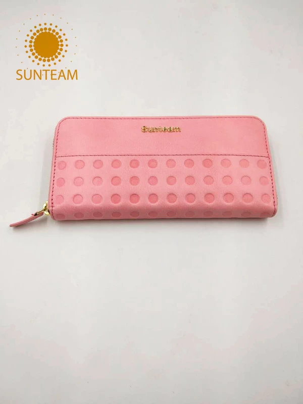 pink genuine leather wallet supplier