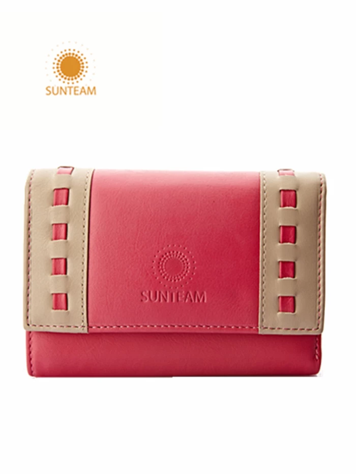 Top brand leather lady wallet factory