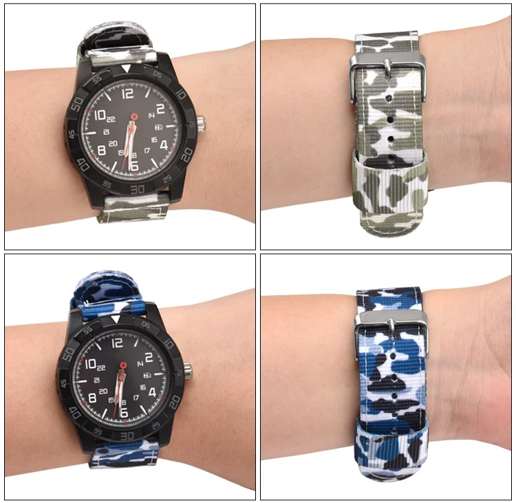 CBUS102 Fashion Trend Lightweight Breathable 22mm Camouflage Nylon Watch Straps