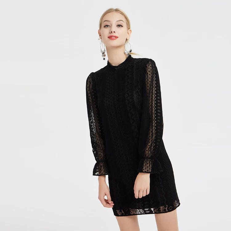 China China Long Sleeve Black Lace Dress Manufacturer manufacturer
