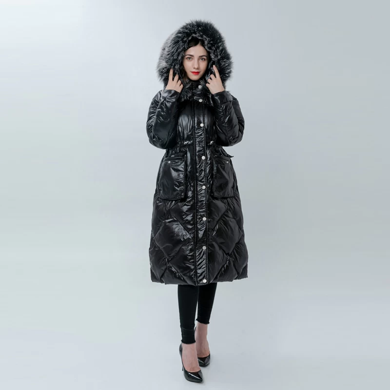 Ladies Down Coat with Drawstring at the waist