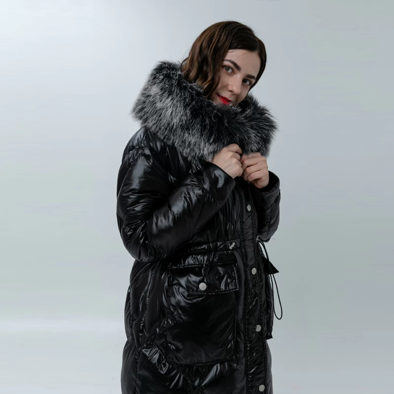 Ladies Down Coat with Drawstring at the waist