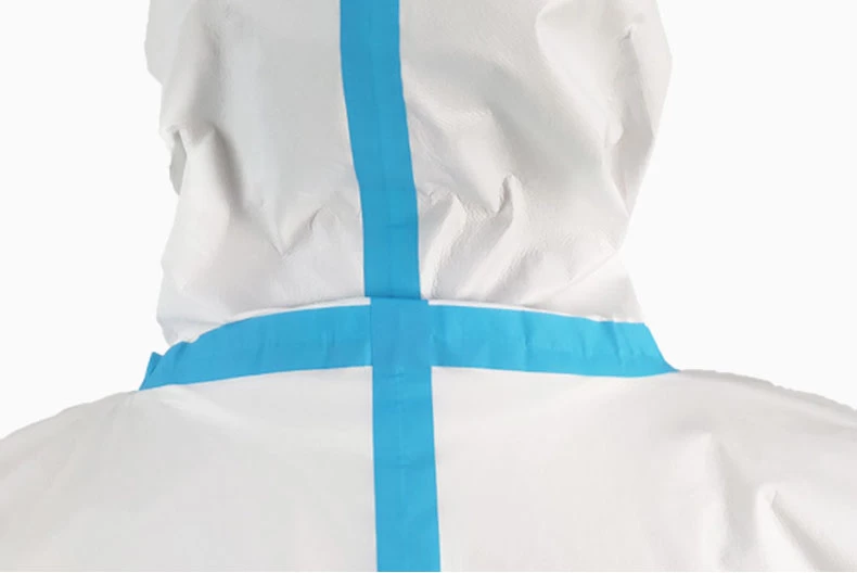 disposable coverall with blue tape