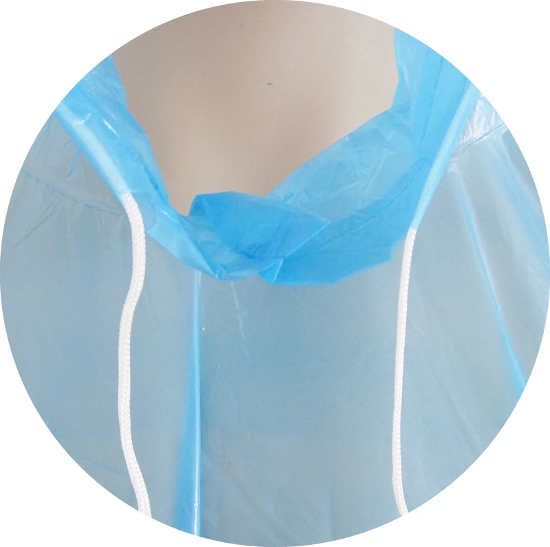 Blue Attached Hood Disposable PEVA Rain Clothing