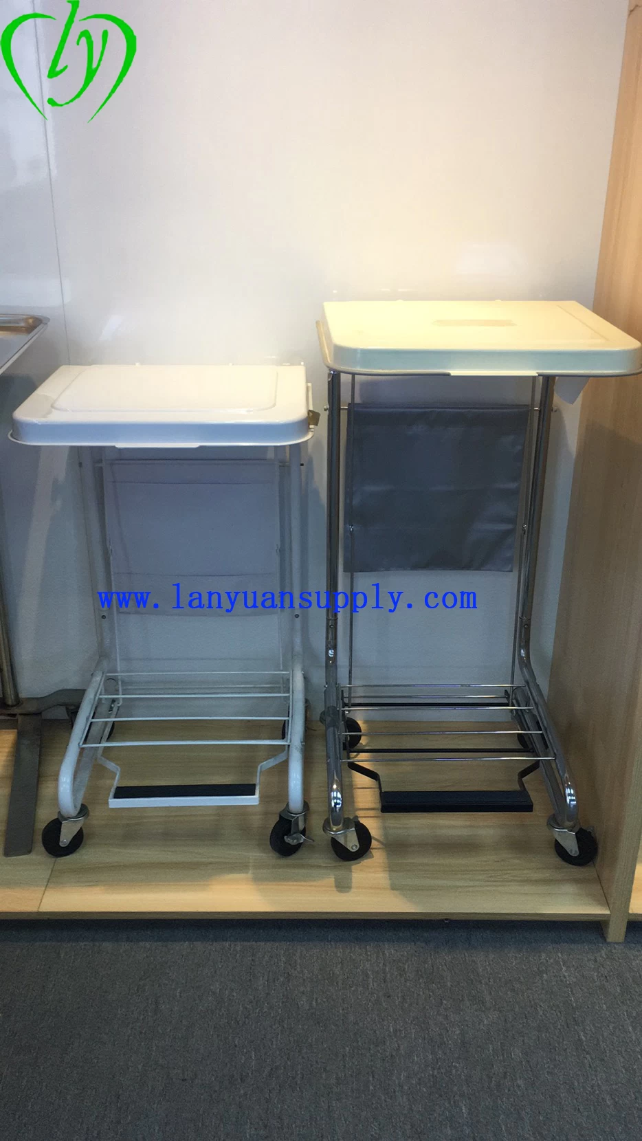 Chrome Medical Hamper Stand with Stainless Steel