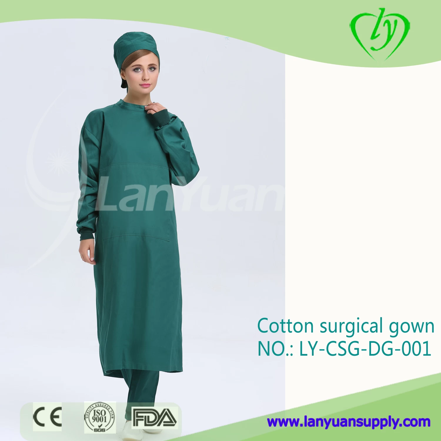 Китай Темно-зеленый Хлопок Хирургическая платье производителя