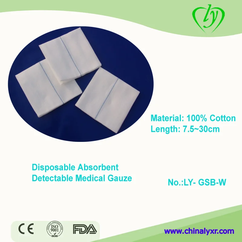 Disposable Absorbent Detectable Medical Gauze