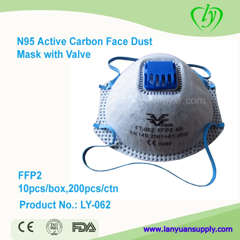 Китай Disposable FFP2 Active Carbon Dust Face Mask Respirator with Valve производителя