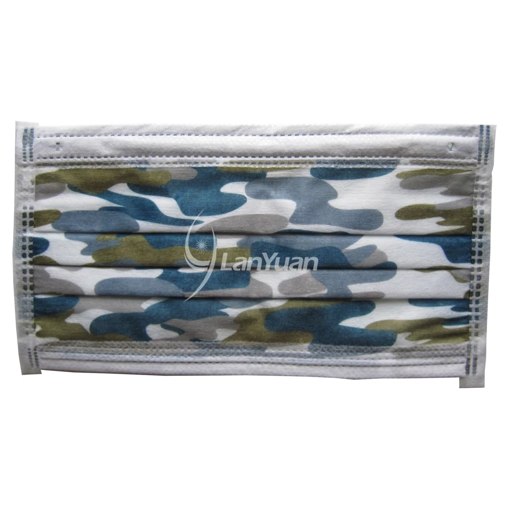 Disposable Non-woven Face Mask Camouflage Color with Ear Loop