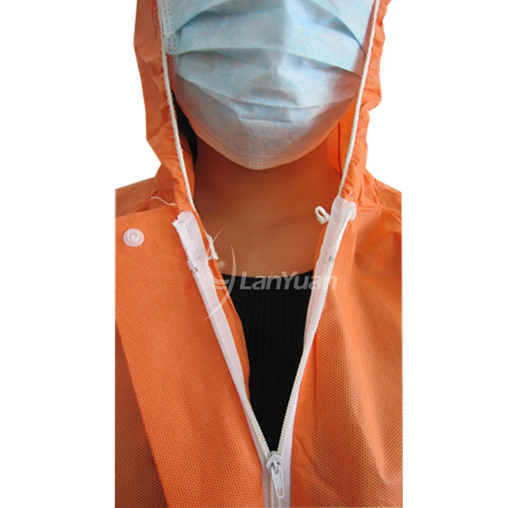 Einweg-Vlies-Schutzkleidung mit orangefarbener Farbe