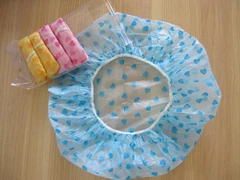 Disposable PE Shower Cap with Heart-shaped