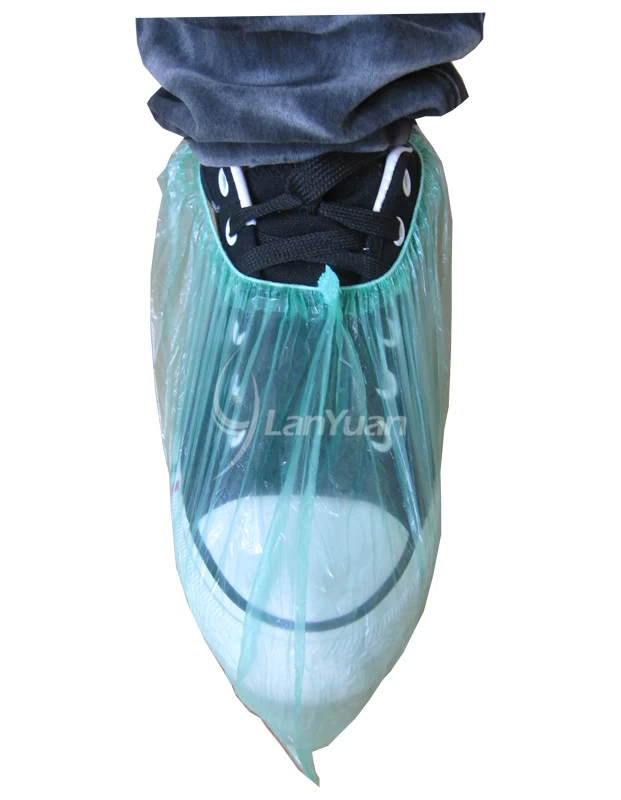 Disposable PE Waterproof Green Shoe Cover machine-made