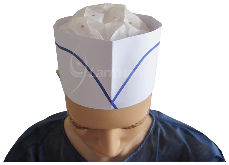 Disposable Paper Chef Cooking Hat (Blue Single Strip )