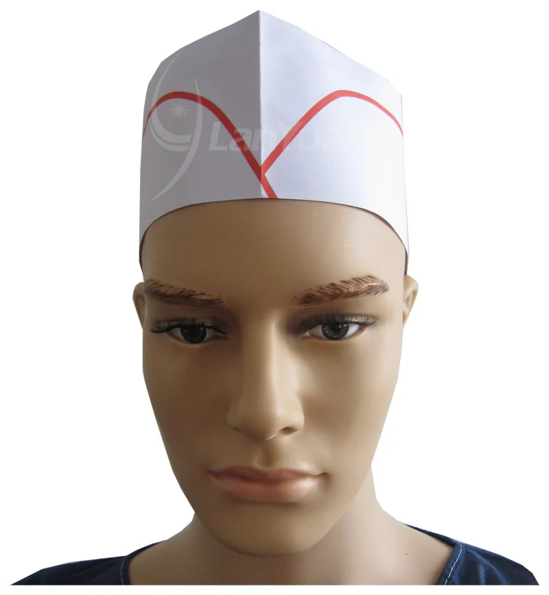 Einweg-Papier Chef Cooking Hat (Red Einzel-Streifen)