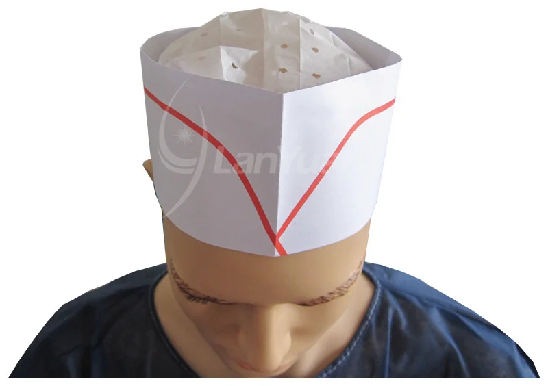 Einweg-Papier Chef Cooking Hat (Red Einzel-Streifen)