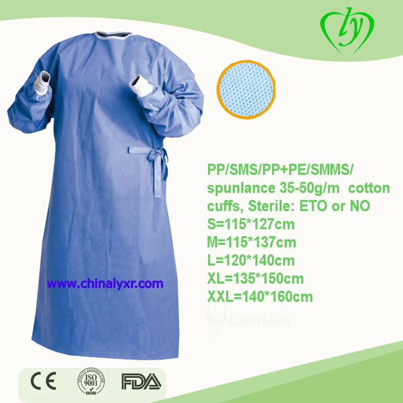 Китай Одноразовые SMS / SMMS / Нетканые хирургический халат производителя