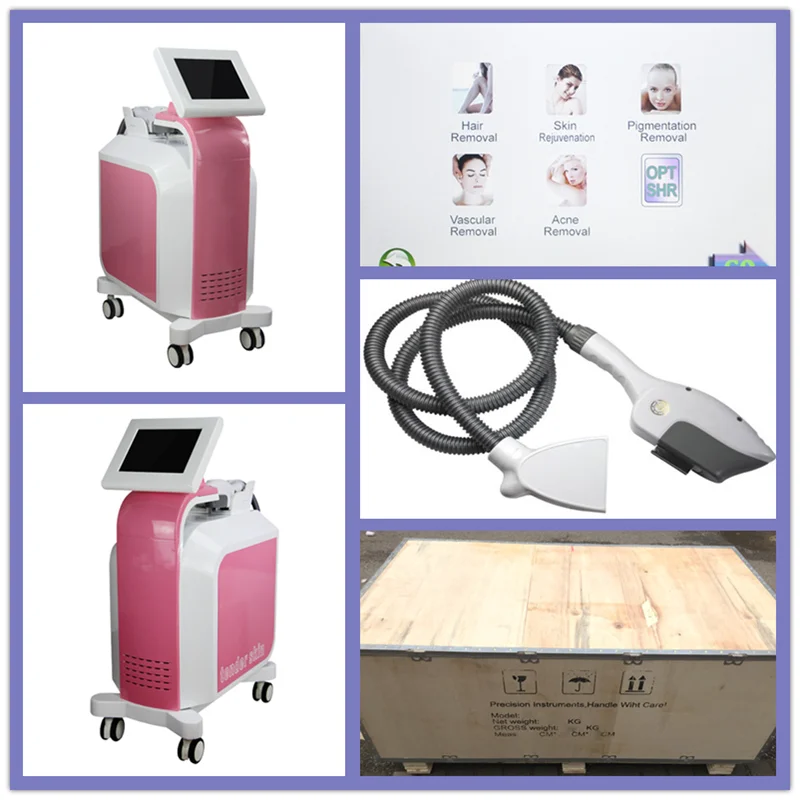 E luz de la manija doble herramienta equipo de la belleza para la depilación y la eliminación de arrugas