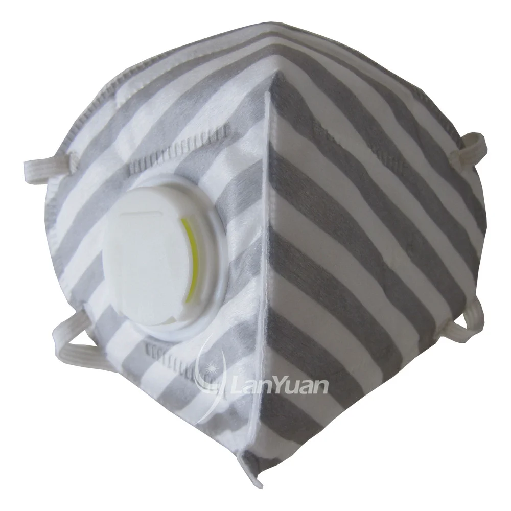 Gris y blanco raya no tejido de la mascarilla con válvula