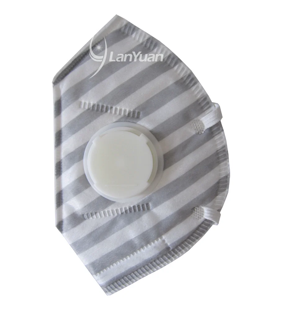 Gris y blanco raya no tejido de la mascarilla con válvula
