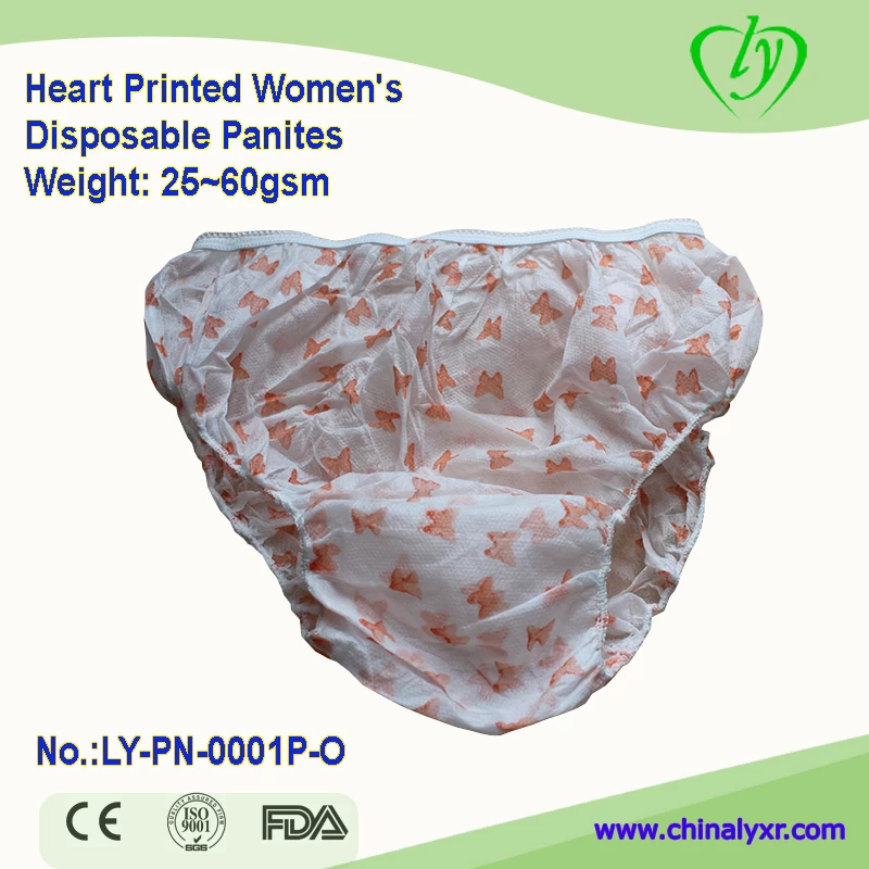 Heart Printed Disposable Briefs for Women