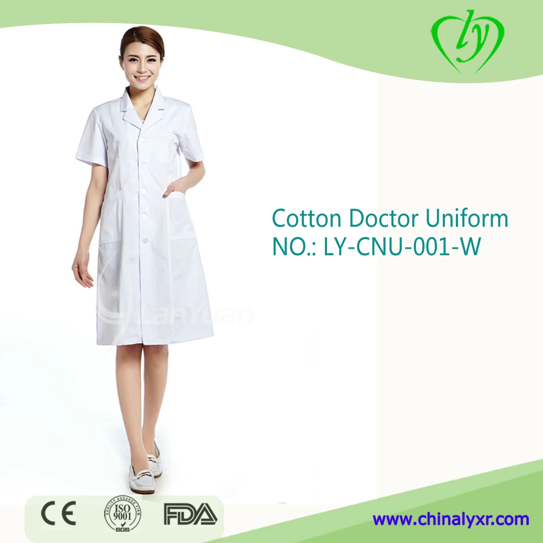 LY White Cotton/Polyester Doctor Uniform