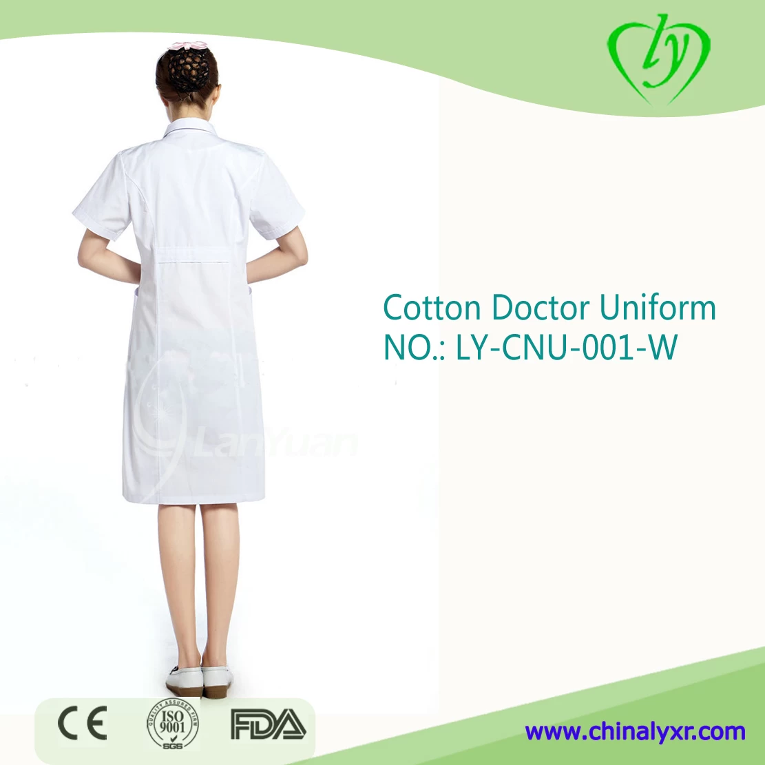 LY White Cotton/Polyester Doctor Uniform