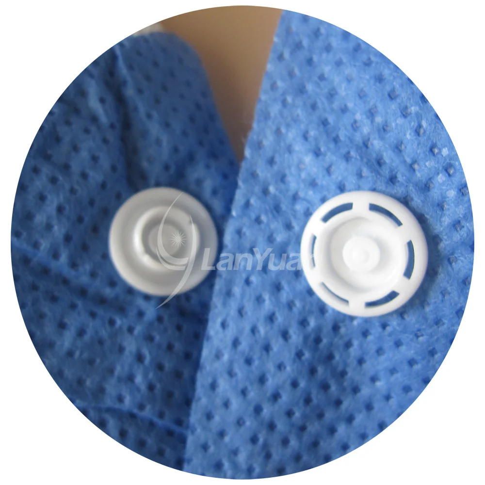 معطف مختبر يمكن التخلص منه مع الأصفاد محبوك و طوق