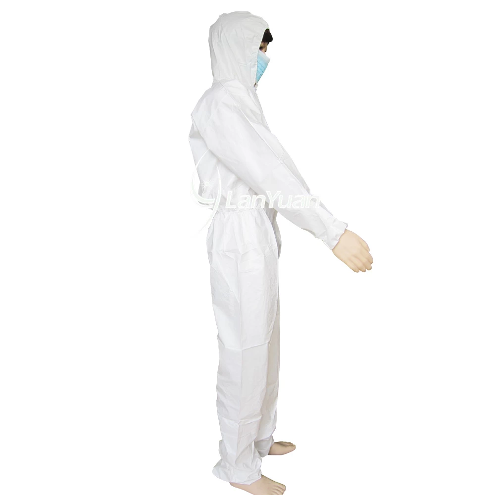 Microporous White Disposable Coverall With Elastic Cuffs and Hood