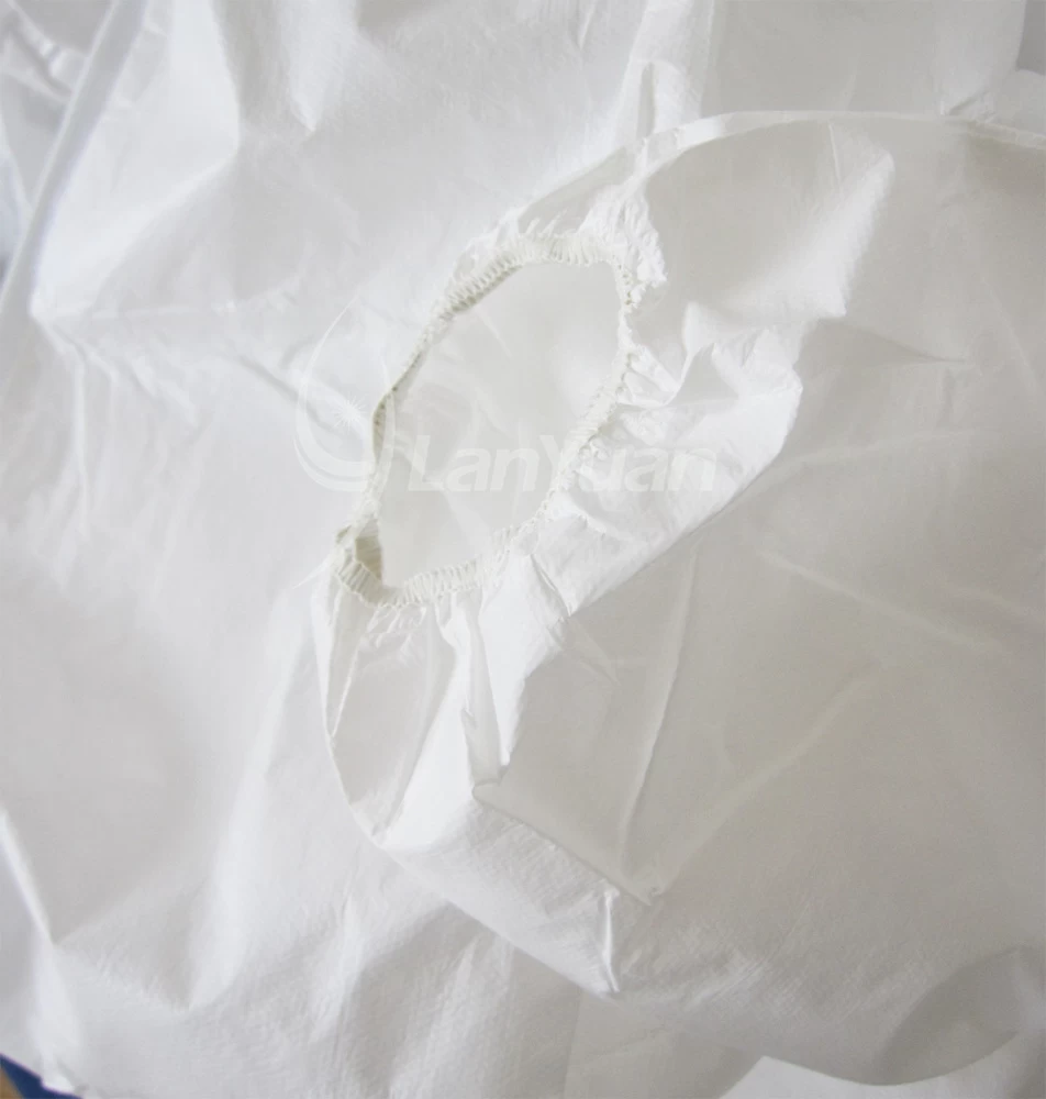 Microporous White Disposable Coverall With Elastic Cuffs and Hood