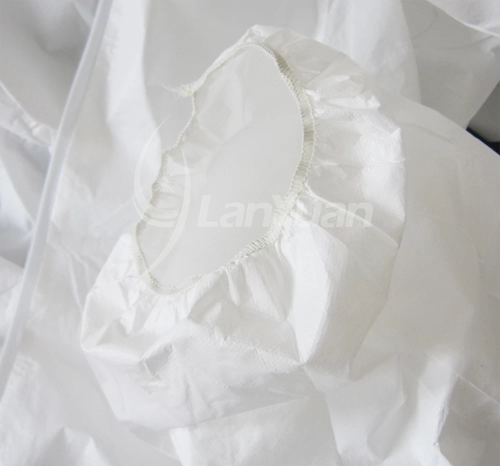 Microporous White Disposable Coverall With Elastic Cuffs and Hood