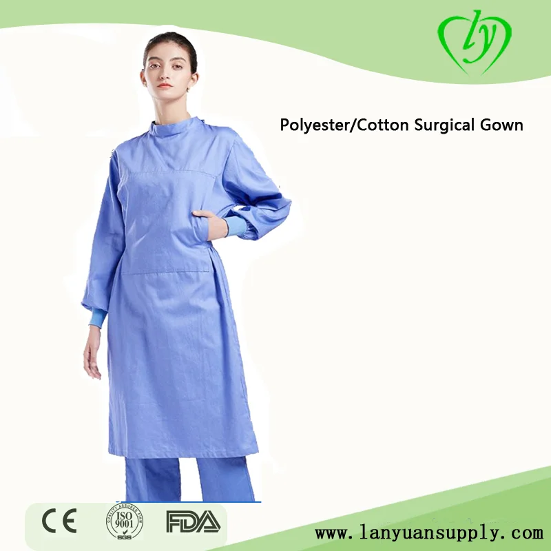 OEM Factory Wholesale 100% Cotton Reusable Reinforced Medical Surgical Isolation Gown