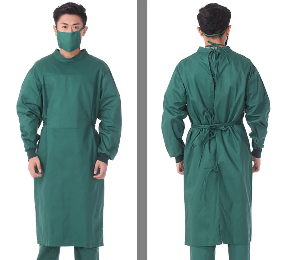 OEM Factory Wholesale 100% Cotton Reusable Reinforced Medical Surgical Isolation Gown