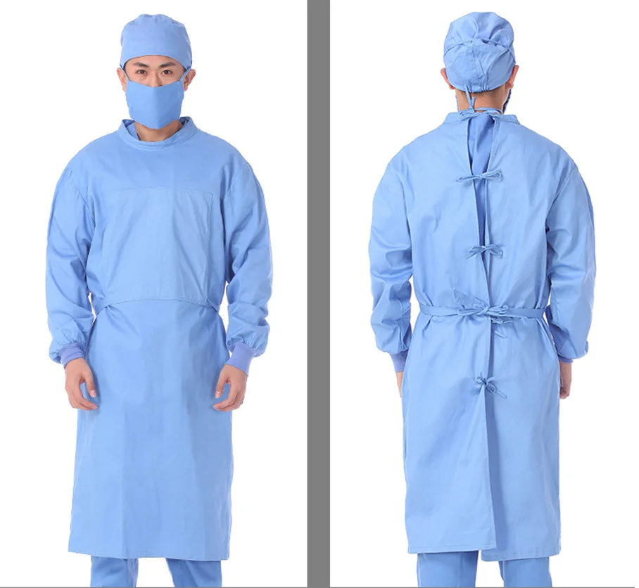 OEM Factory Wholesale 100% Cotton Reusable Reinforced Medical Surgical Isolation Gown