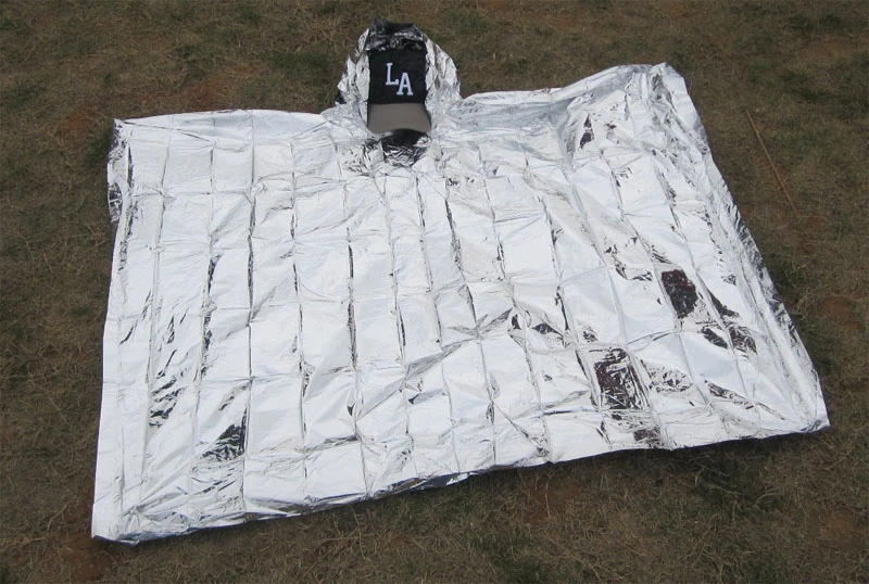 Out Door Emergency Poncho with Hood Emergency Blanket