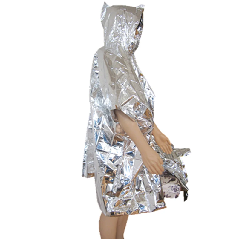 Out Door Emergency Poncho with Hood Emergency Blanket
