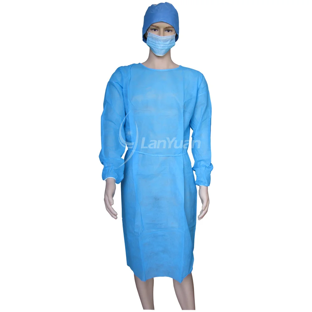 ثوب العزلة PP الأزرق مع مطاطا الكفات