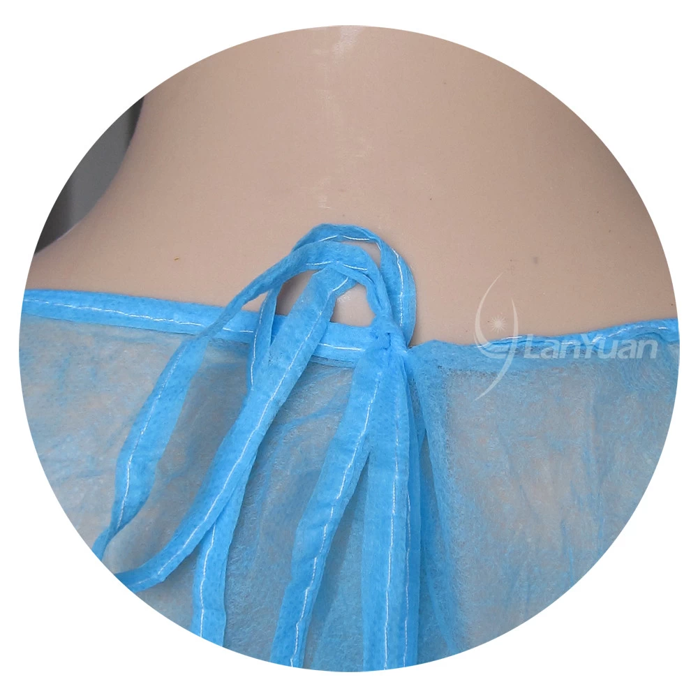 PP Blue Isolation Gown With Kintted Cuffs